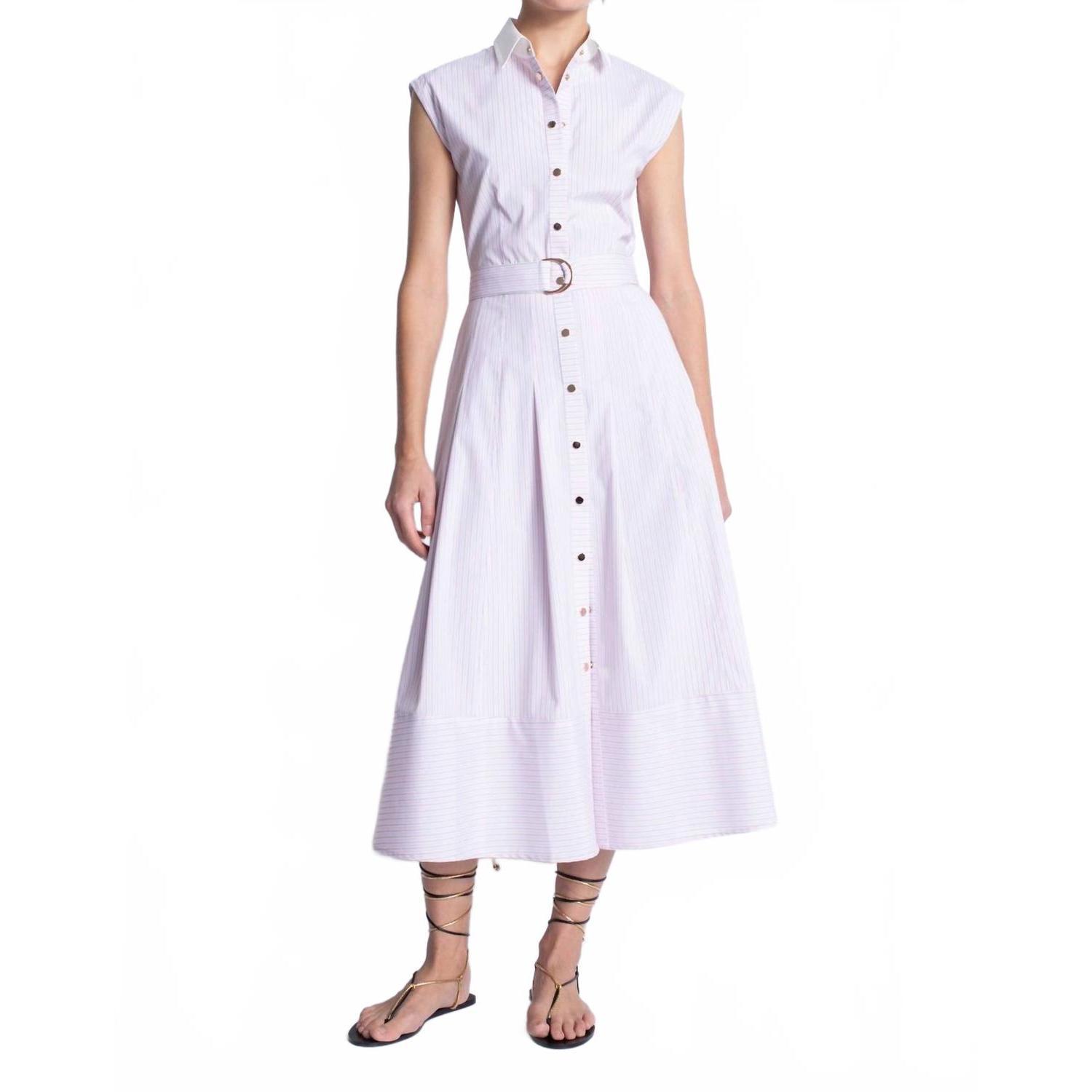 New Karina Grimaldi Mara Stripe Dress In Pink Stripe